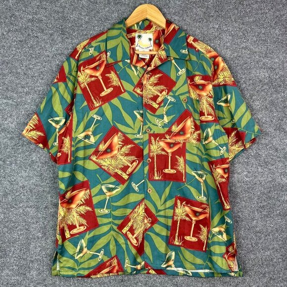 Banana Cabana‎ Hawaiian Shirt 100% Silk Mens Size M Multicolor Floral - Picture 1 of 6